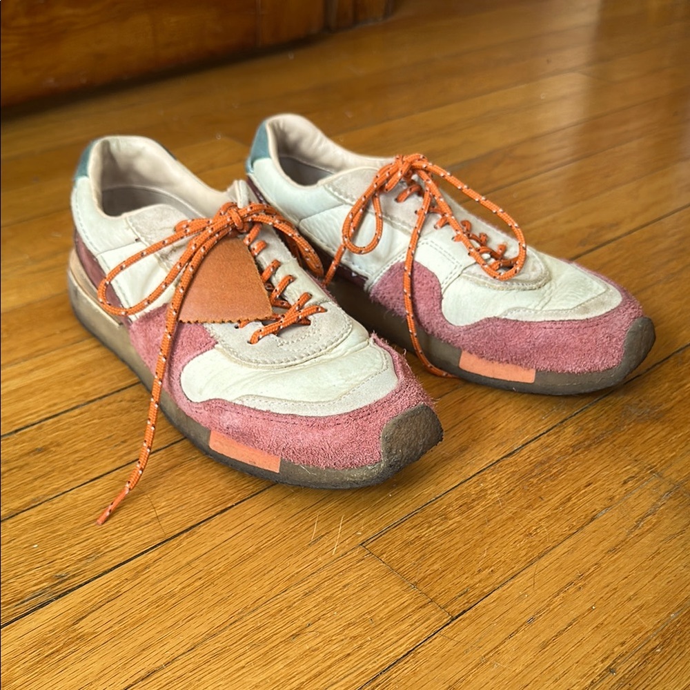 Clarks Originals Beige and Orange Sneakers